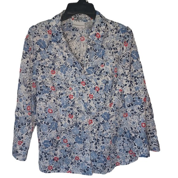 Alfred Dunner Floral Button Down Top Size 16 - Picture 1 of 3